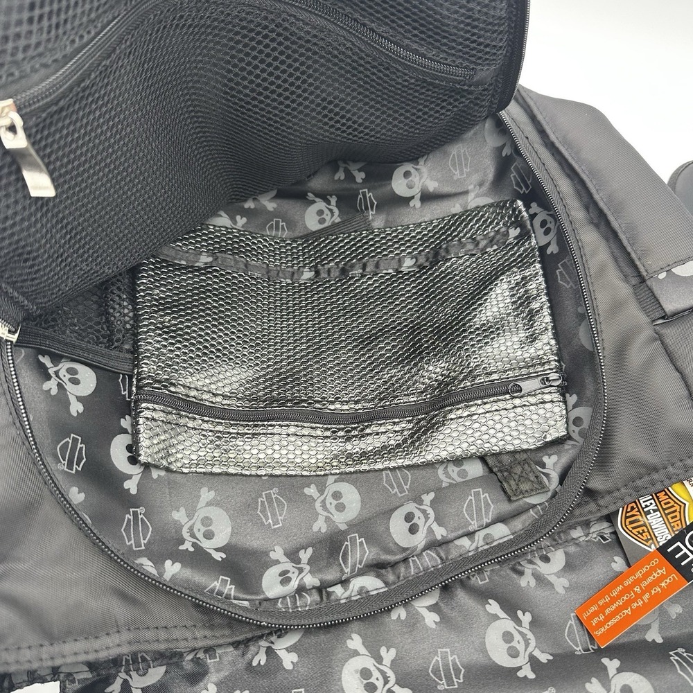 NWT Harley-Davidson Motorcycle Black Diaper Bag Black Skull & Crossbones 17"x14" - Picture 8 of 9